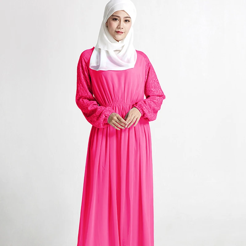 Женская длинная юбка из шифона однотонное кружевное платье в мусульманском