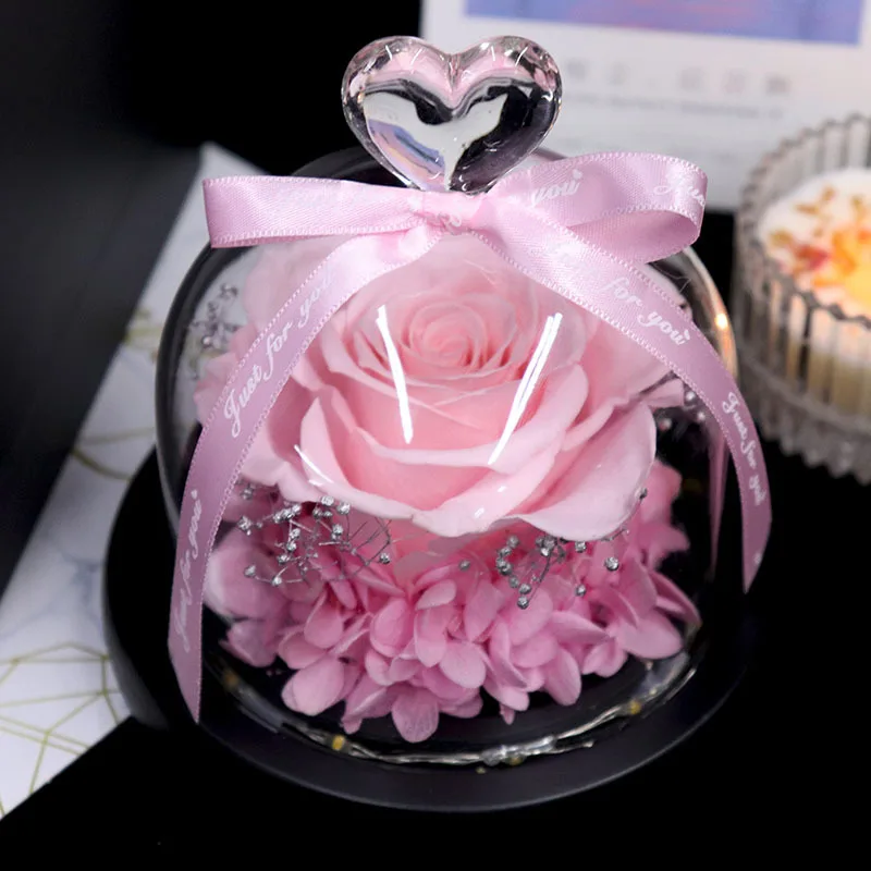 

Beauty and the Beast Preserved Valentine's Gift Exclusive Glass Rose Dome With LED Light Timeless Real Rose Mother's Day Gift