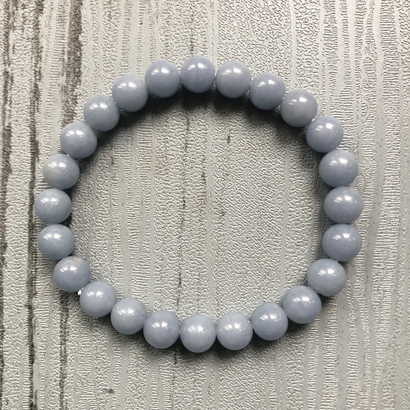 

High Quality Natural Stone Bracelet For Men And Women Healing Meditation 8MM Angelite Stone Bracelet