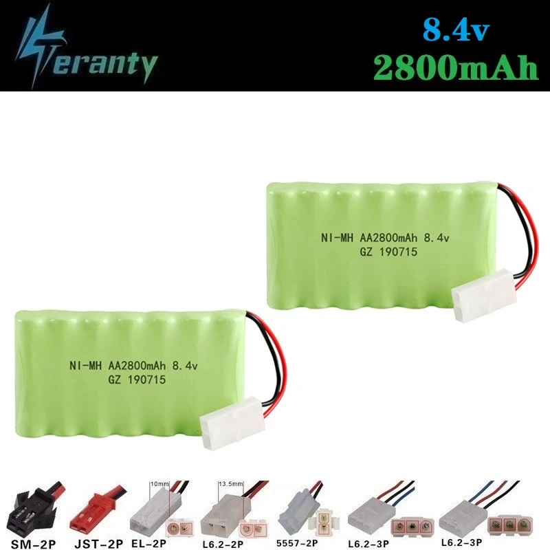 2800mah 8.4v Rechargeable Battery For Rc toys Cars Tank rc Robots Gun AA NiMH 2400mah Pack Boat 2pcs | Игрушки и хобби