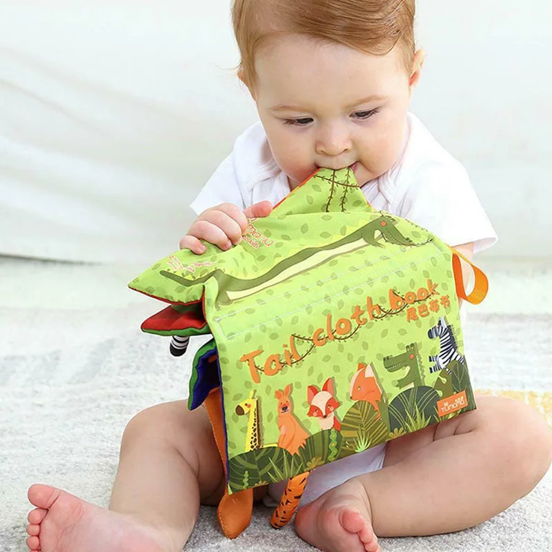 Горячая продажа мультфильм хвосты животных мягкая тряпичная книга активности