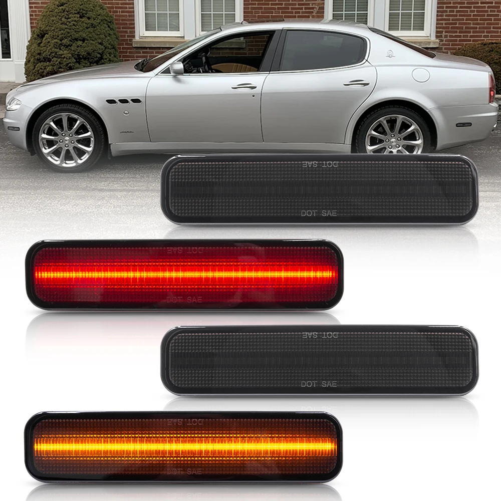 

4Pcs Bumper LED Side Marker Light Kit For Maserati Quattroporte Smoke Amber(Front)&Red(Rear) light lamp 2004-2009