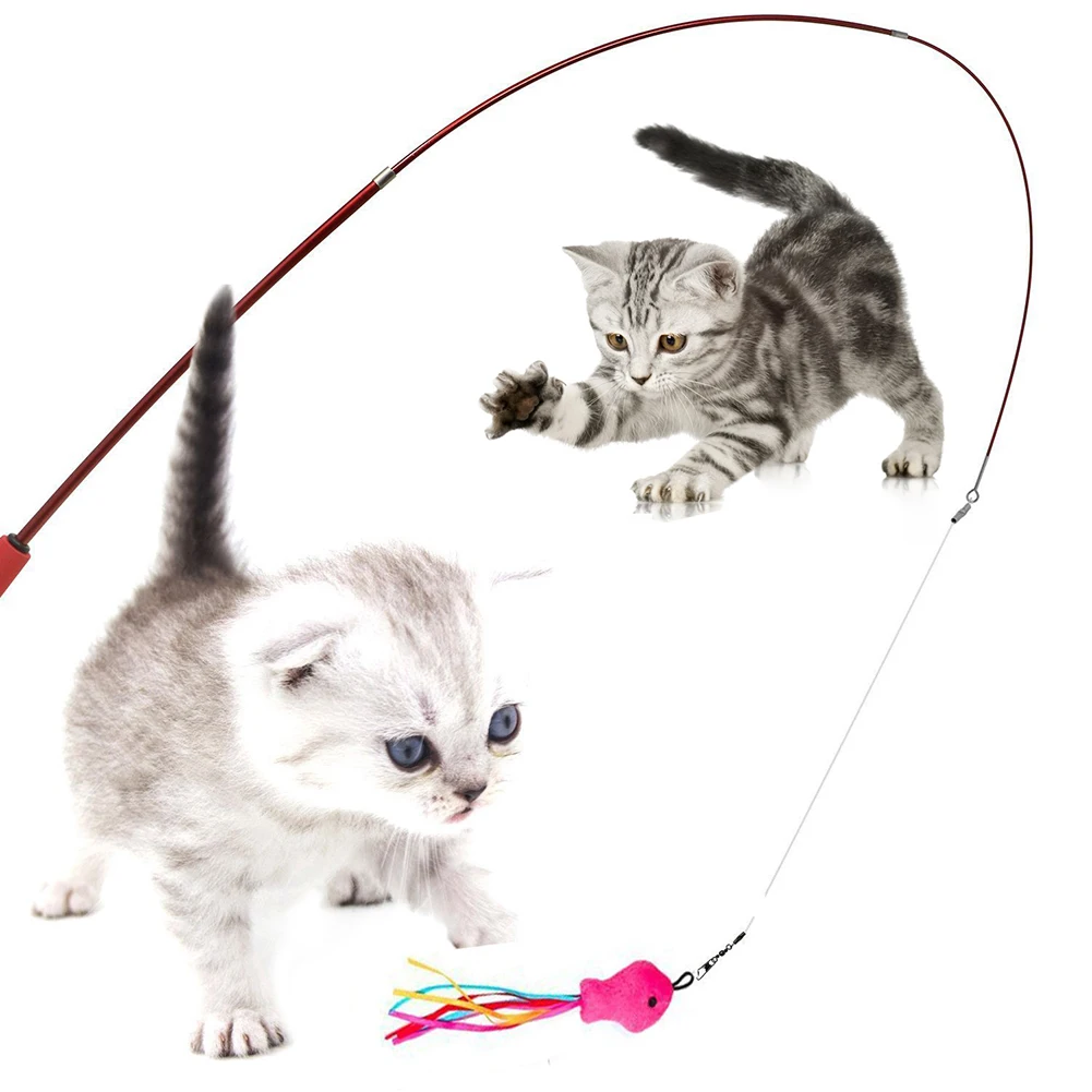 9 шт. Pet Cat тизер колокольчик перо стрейч Удочка играть Интерактивная палочка игрушка