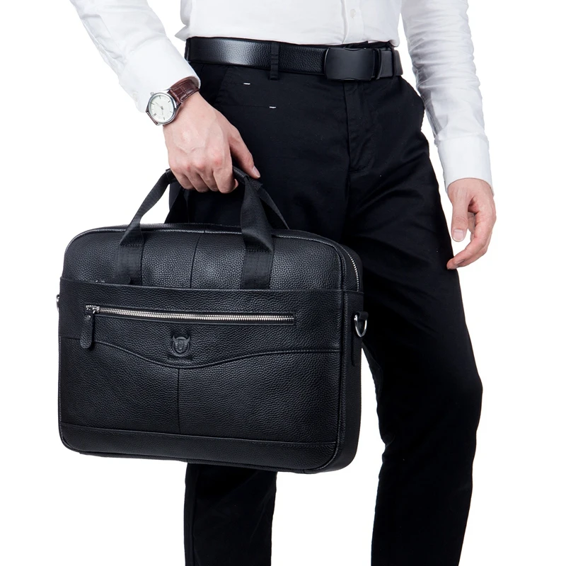 

BULLCAPTAIN new fashion cowhide men's business briefcase / leather retro men's crossbody bag / casual business bag / handb