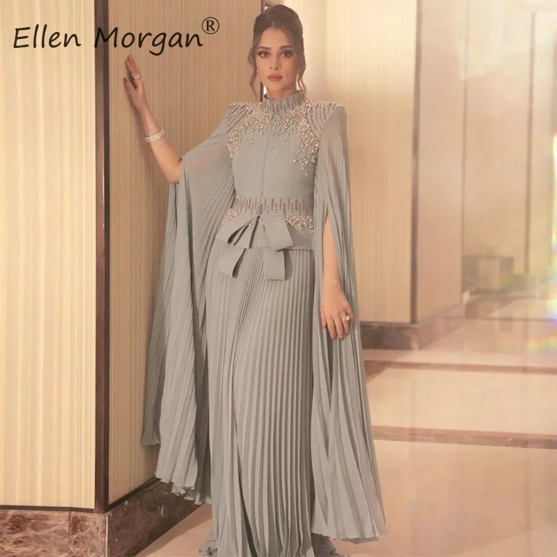 Арабские мусульманские серебряные шифоновые длинные вечерние платья 2020 для