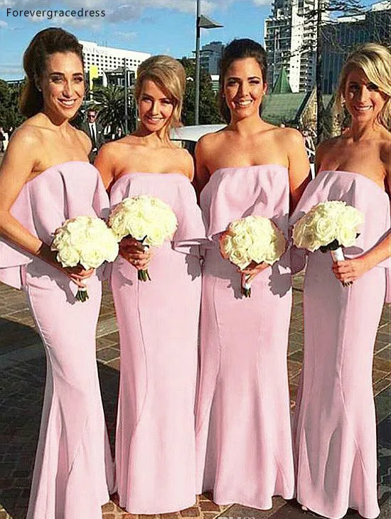 Недорогое летнее шифоновое платье подружки невесты без бретелек длинное для