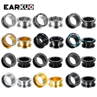 earkuo top design style stainless steel zircon shell ear piercing tunnels gauges fashion body jewelry ear plugs stretchers 2pcs