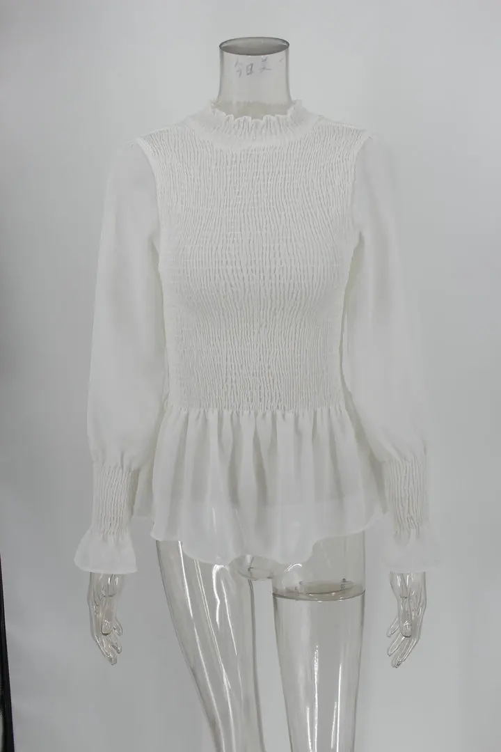 Блузка Foridol с рукавами-тюльпанами осенне-зимняя туника оборками блузки баской