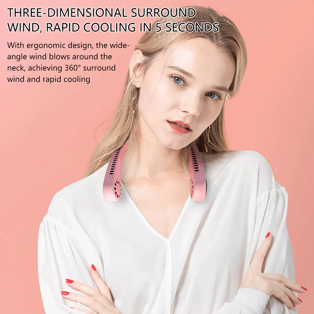 

Lazy Hanging Earphone Fan Outdoor Sports USB Small Wind And Gale No Leaf Hanging Earphone Fan Portable Fan USB Rechargeable