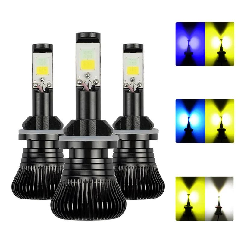 

2Pcs 9005/H11/H3/880/H1 LED Bulbs Dual Color Car Headlight 3000K 6000K 2400LM LED Headlight Bulb Dual Color Car Fog Lamp 12V