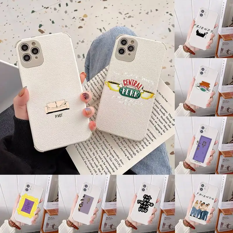 

Friends TV Show Door Phone Case Lambskin Leather For iphone 12 11 8 7 6 XR X XS PLUS MINI PLUS PRO MAX Shockproof