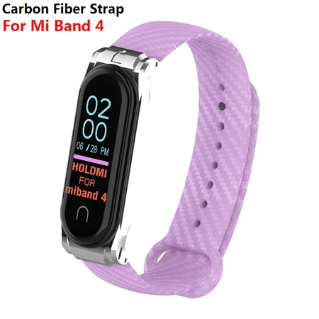 For Mi Band 4 Красочное углеродное волокно mi Band 4 ремешок для mi Band 4 Xiao mi Band 4 с металлической основой спортивный браслет для mi Band 3 замена - Цвет: For Mi Band 4