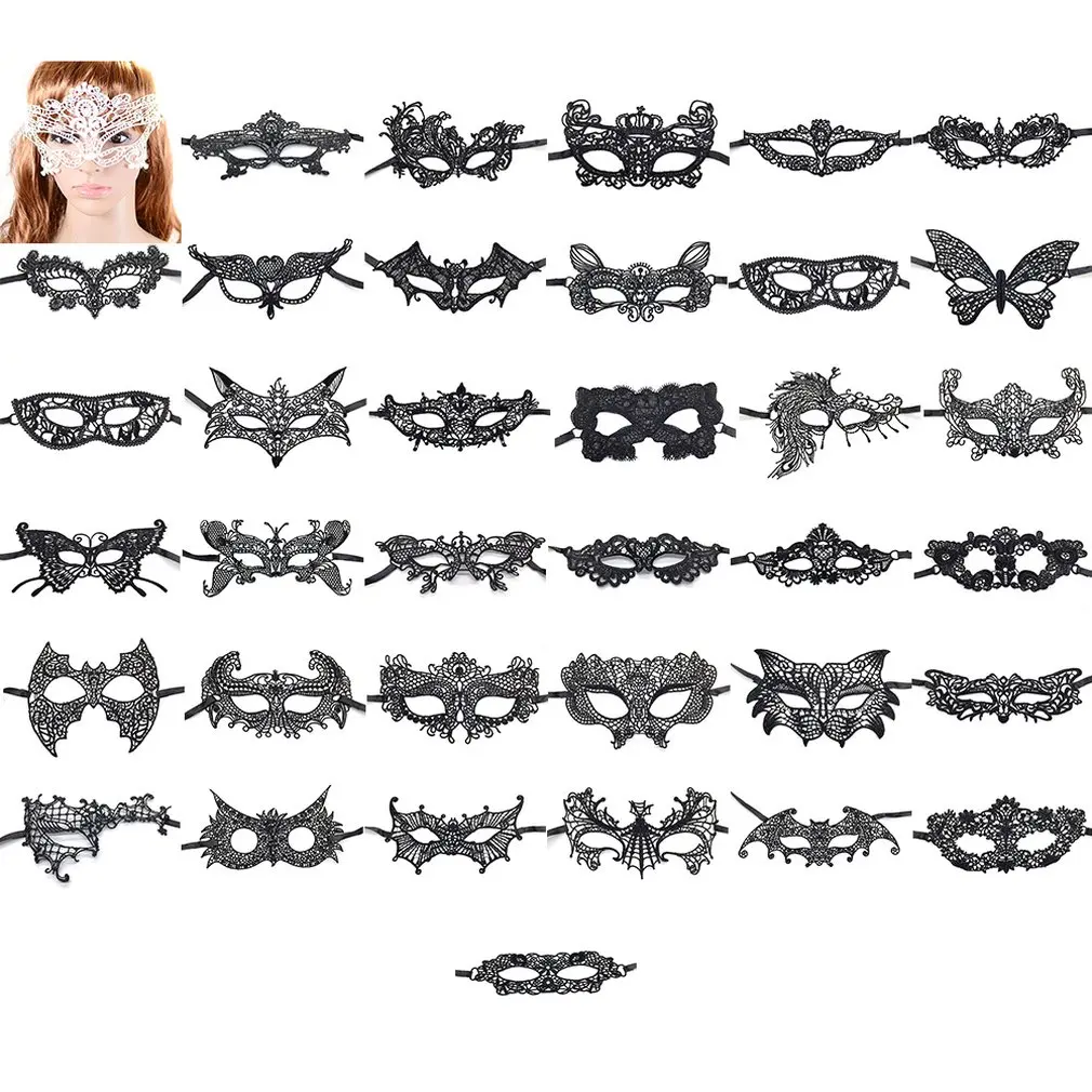 Черная сексуальная женская кружевная маска для девушек с вырезами на лицо