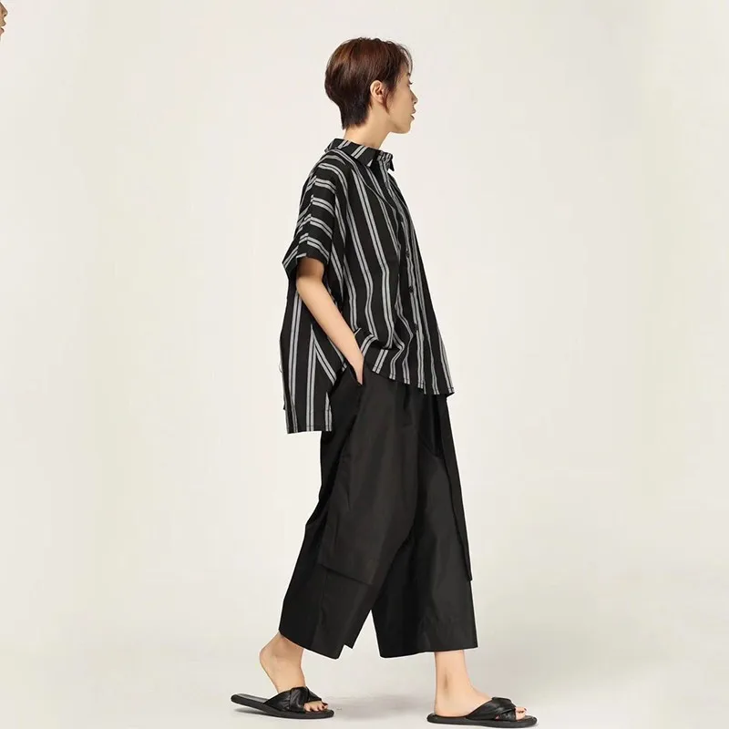 Женская Полосатая Рубашка с квадратным воротником CHICEVER Повседневная Свободная