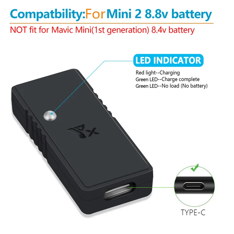 Caricabatteria DJFEI Per DJI Mavic Mini 2/Mini 4K - Caricatore Rapido USB Type-C