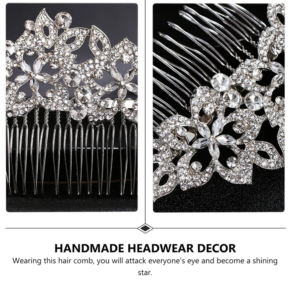 

1pc Delicate Rhinestone Hair Comb Bride Hair Accessory Headdress