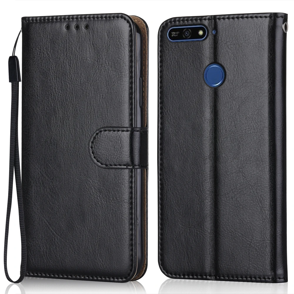 Folio Luxury Leather Case for On Huawei Honor 7A Pro 5.7'' AUM-L29 Wallet Stand Flip Case Phone Bag with Strap