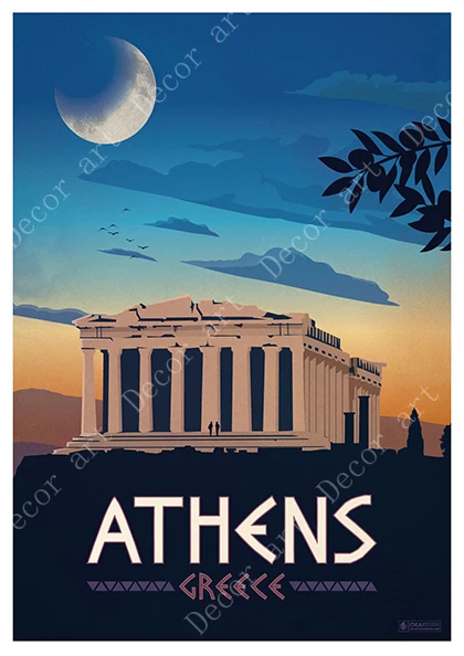 Искусство путешествия в Грецию Европа холст живопись старинные стены крафт