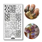 Трафарет для ногтей, инструменты для красоты, кленовые листья, кружева, цветочный дизайн, прямоугольные пластины для стемпинга ногтей, штампы C40