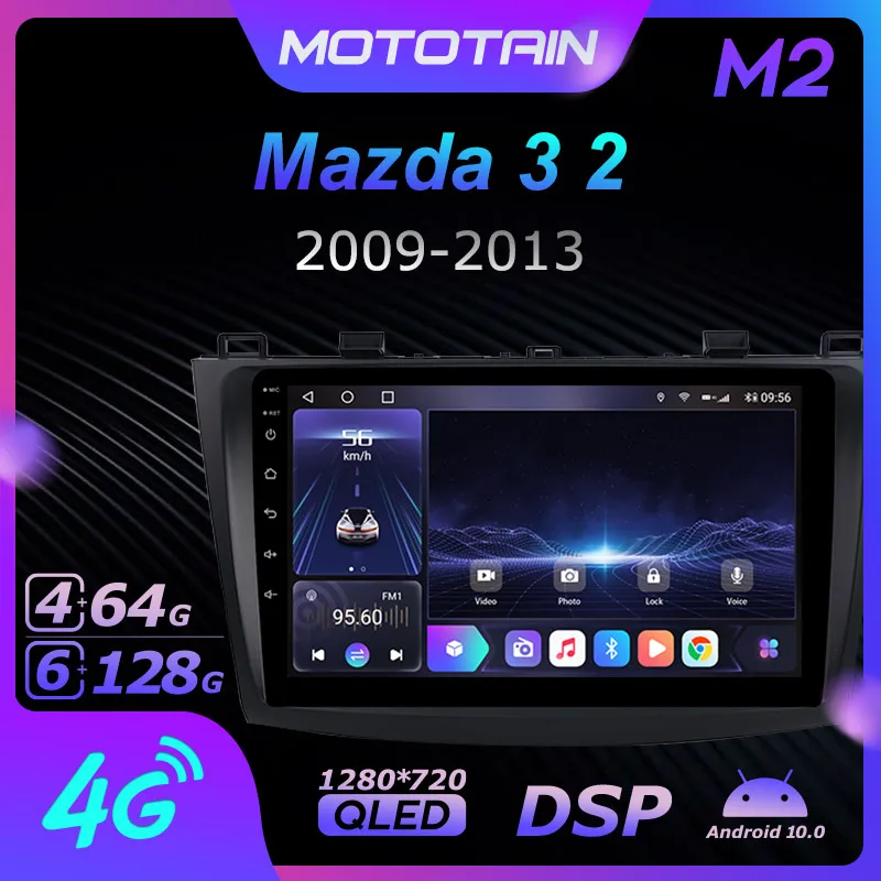 

1280*720 Android 10,0 Mototain Автомобильный мультимедийный автомобильный радиоприемник для Mazda 3 2 2009 - 2013 4G LTE аудио GPS плеер 8 ядер 6G 128G