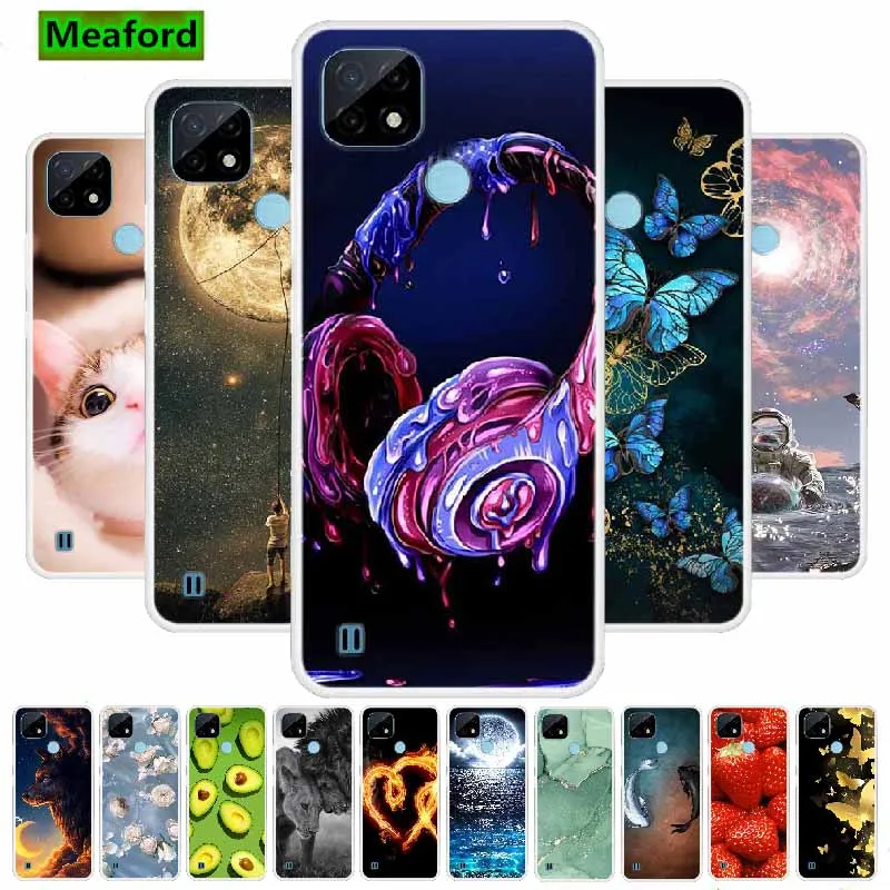 Для Realme C21 чехол C20 C 15 C17 C12 мягкие чехлы для телефонов с мультипликационным