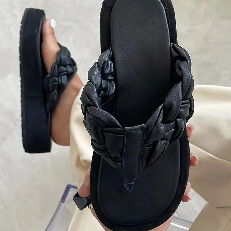 

New Weave Style Women's Slippers Summer Slippers Beach Flip Flops Sandals Casual Shoes Thick-soled Women Shoes Cute Slippers2021