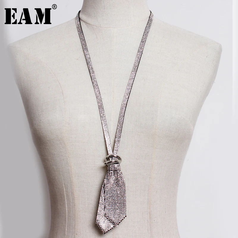 Женское длинное ожерелье EAM с разрезом и стразы весна-лето 2021 | Украшения