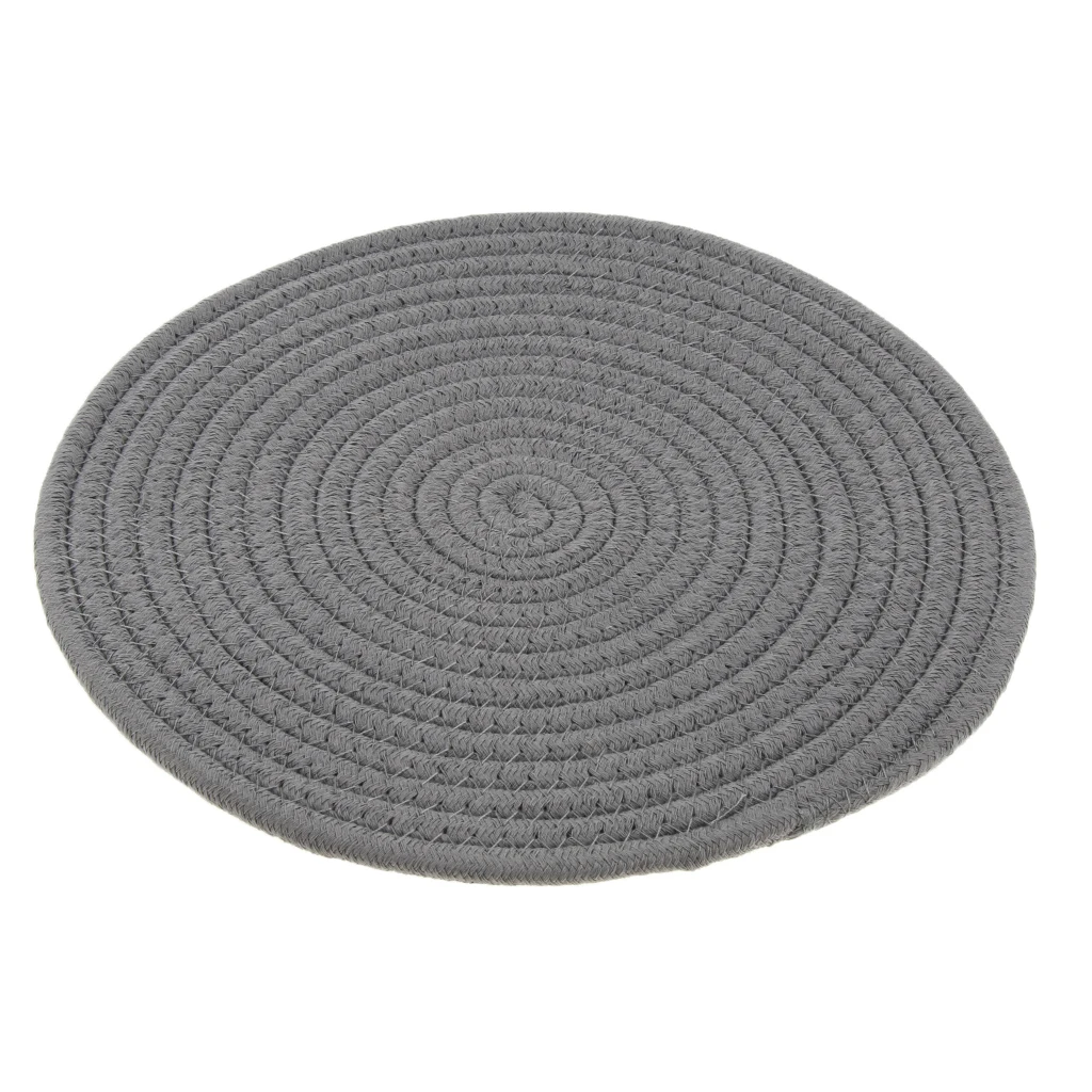 

30cm Simple Round Cotton Braided Woven Table Placemat Mat Coaster Washable