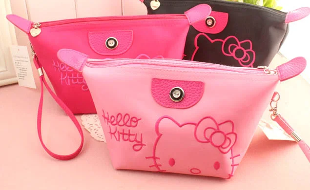 Розовая дорожная косметичка Hello Kitty для косметики стационарная сумка косметички