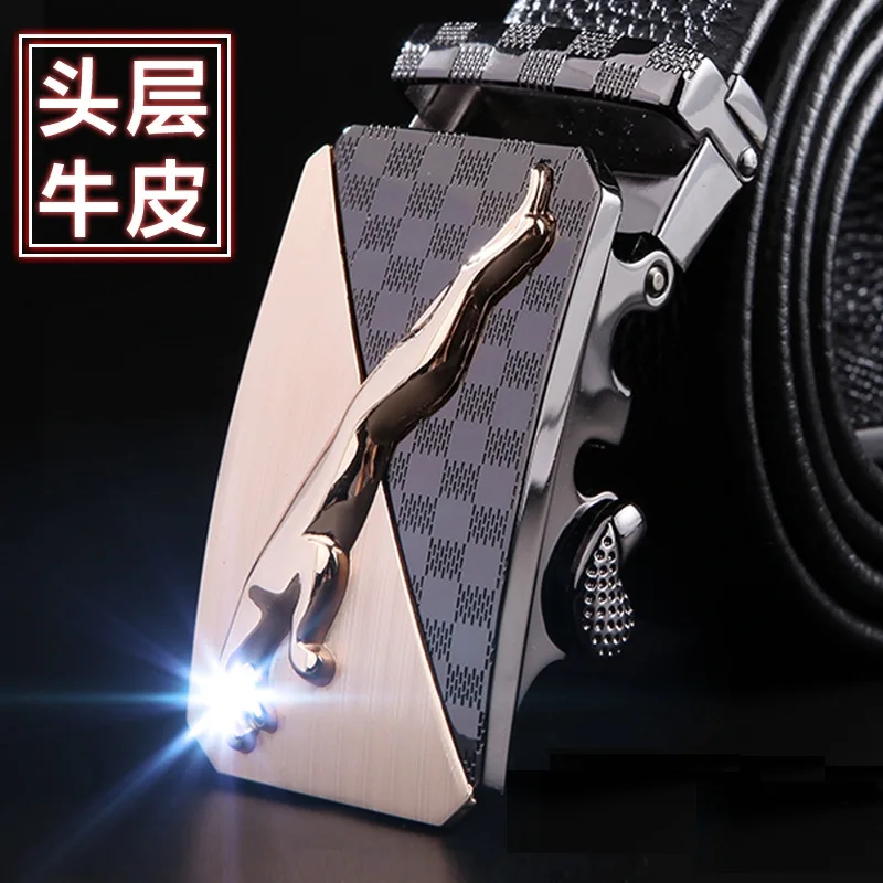 Men's Genuine Real Leather Crocodile Fashion Belt Luxury Brand Automatic Buckle Business Belts Male High Quality Cowskin Strap