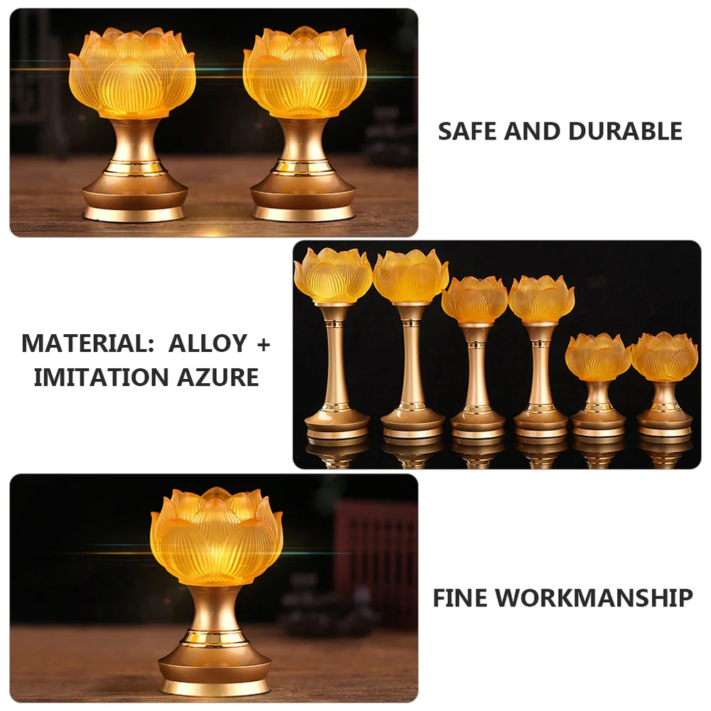 

2pcs Lotus Design Lamp Hall Lamp Ornament Blessing Lamp for Home Temple