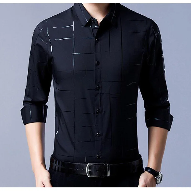 

Новое мужское платье рубашка сплошной цвет плюс размер 3XL черный белый синий серый Chemise Homme мужская деловая Повседневная рубашка с длинными рукавами