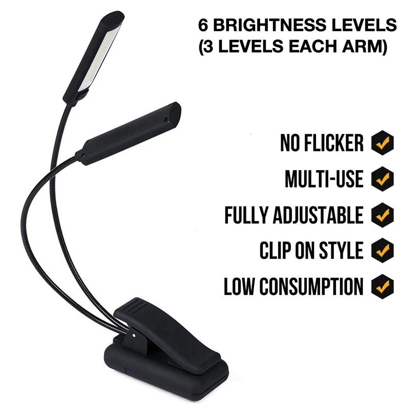 Music Stand Light Clip On LED Lamp - No Flicker Fully Adjustable 6 Levels of Brightness Also for Book Reading Orchestra Mi | Лампы и