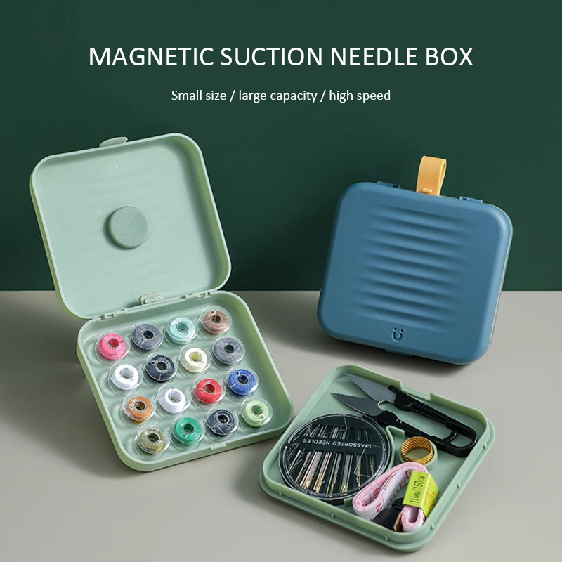 

1 Set Magnetic Sewing Box Set Household Travel Sewing Storage Bag Small Hand Sewing Needle And Sewing Tools Embroidery Tools