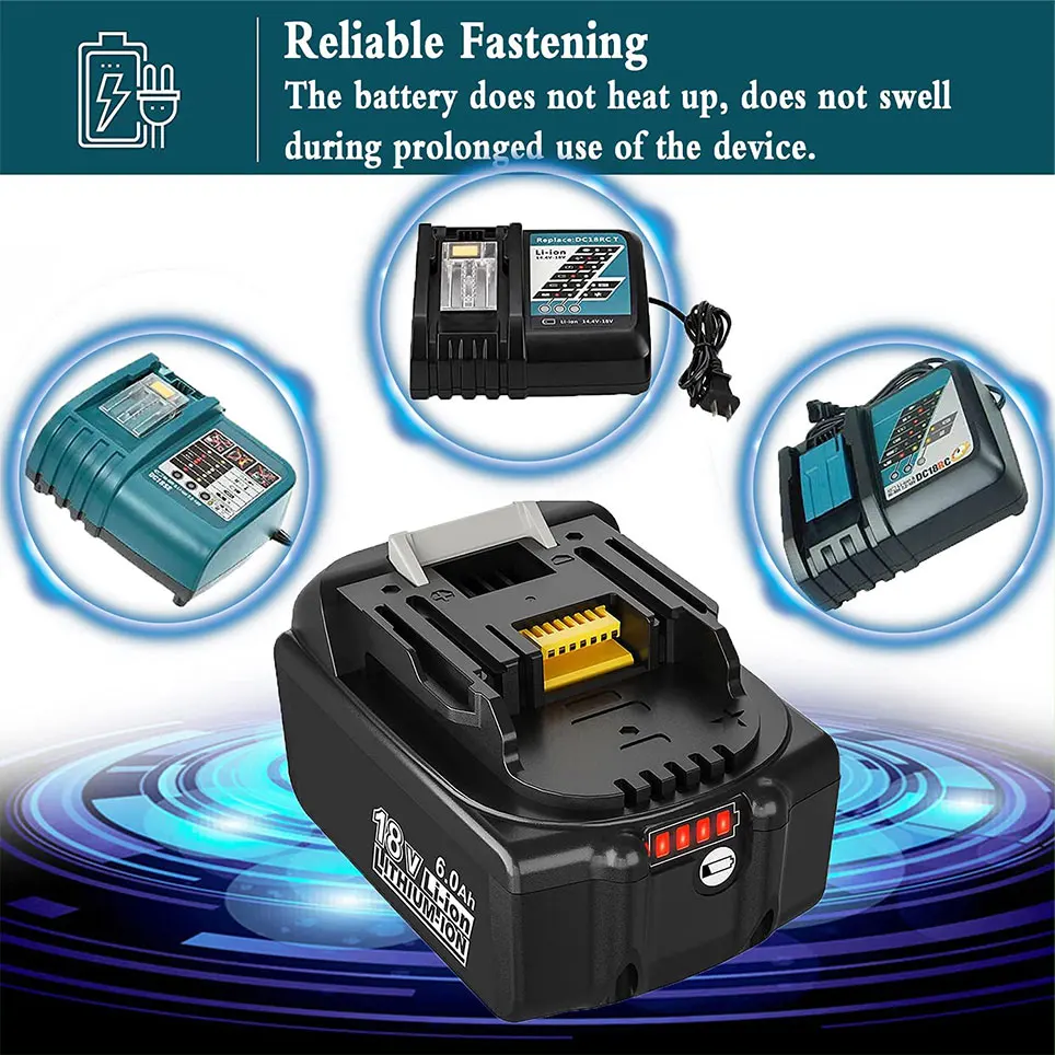 2 упаковки усовершенствованных сменных аккумуляторов BL1860B совместимых с