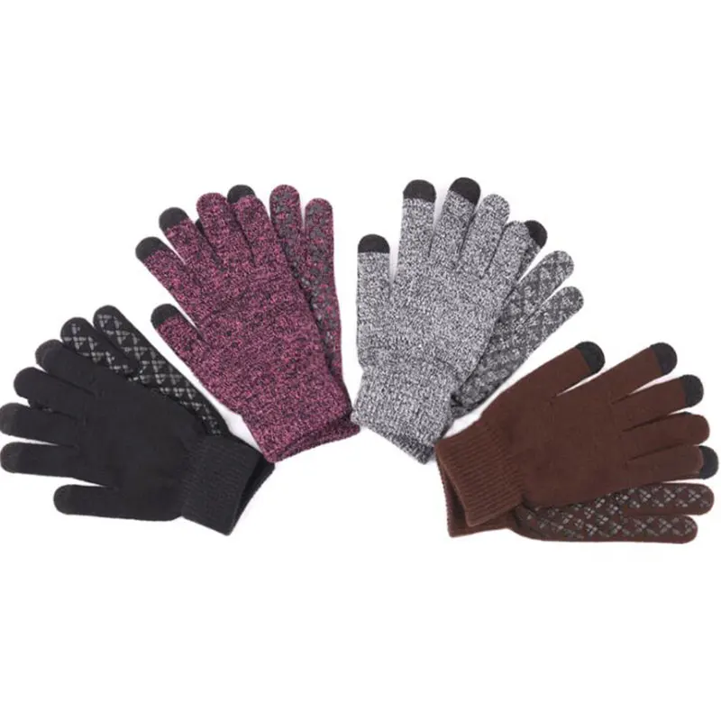 

1Pair Knitted warm gloves for men in winter to increase thickened non-slip wool outdoor custom touch screen gloves wholesale