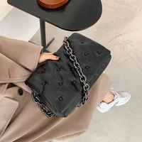 branded womens shoulder bags 2021 denim quality thick metal chain shoulder purses and handbag women clutch bags ladies hobo bag