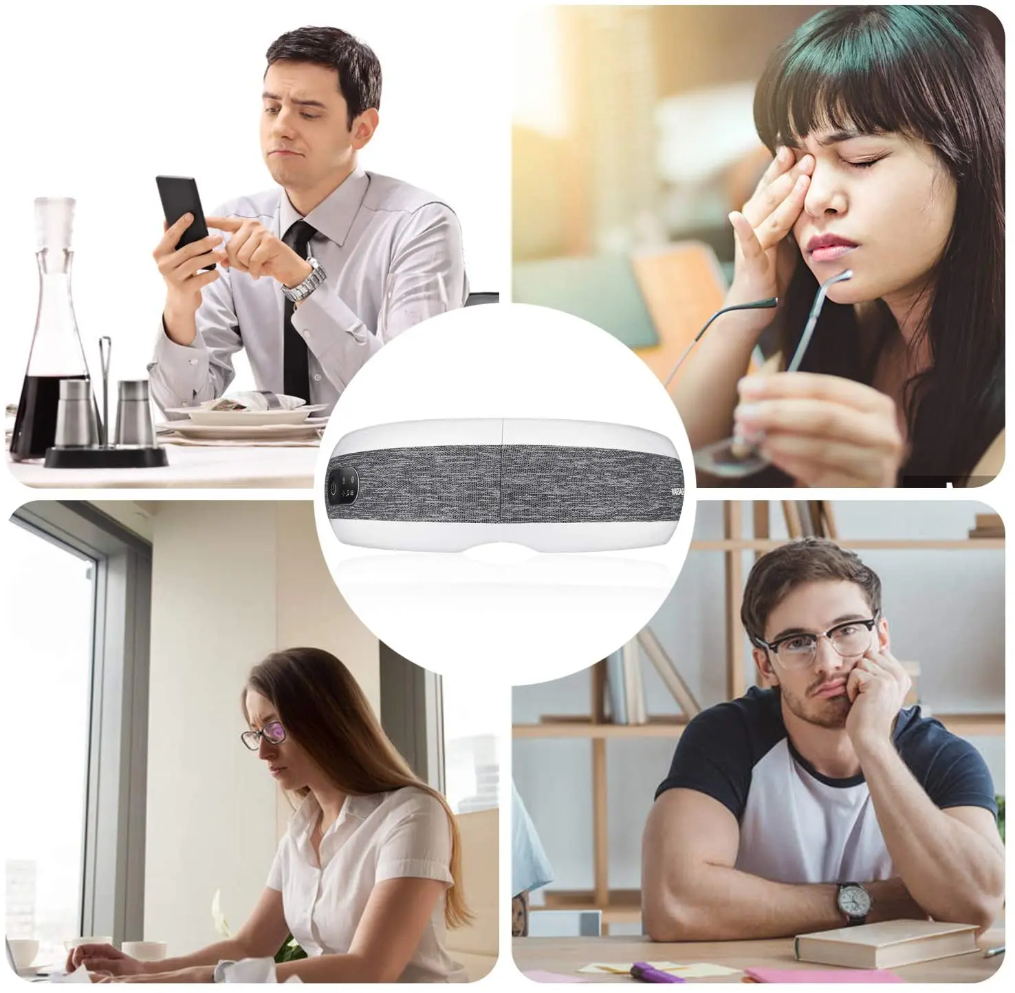 

Eye Massager with Heat Air Compression Bluetooth Music Cordless Eye Therapy Massager for Relieve Eye Strain Pain