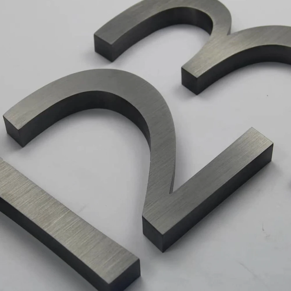 black titanium brushed laser cut stainless steel letters sign