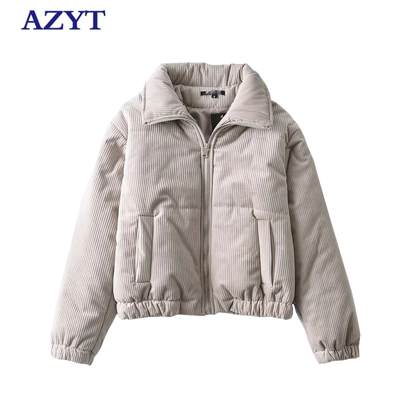 

AZYT Winter New Corduroy Parkars Women Thicken Warm Cotton Coat For Women 2021 Casual Casaco Feminino Cotton Padded Jacket