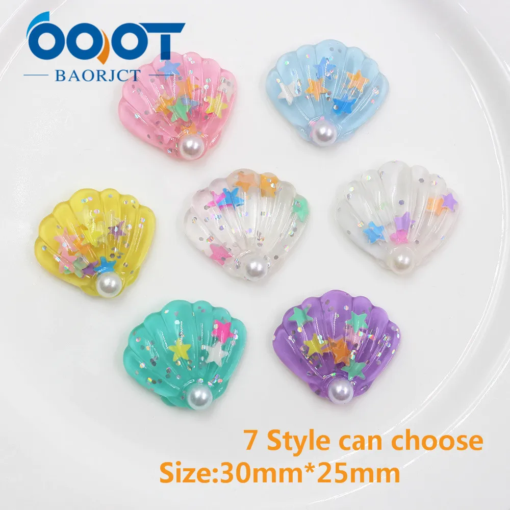 OOOT BAORJCT 20312-6 10pcs 30mm*25mm Multiple Colorful pearl Sea shell decoration ornaments Decorations DIY handmade materials | Дом и сад
