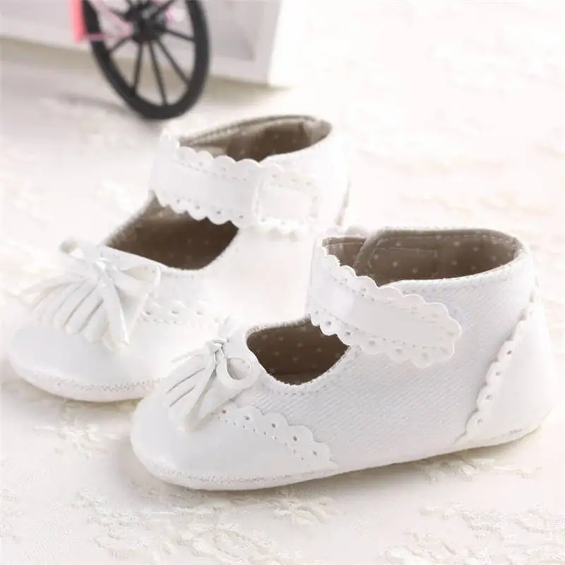Baby Infant Shoes Girl Crib Cute Princess Bowknot Fringe Pink Blue White Newborn Toddler First Walkers |