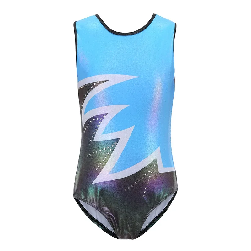 

5-14Y Gymnastics Dancesuit Dress for Girls Sleeveless Gradient Color Ballet Dance Leotards Striped Costumes Ballet Suits ML OG