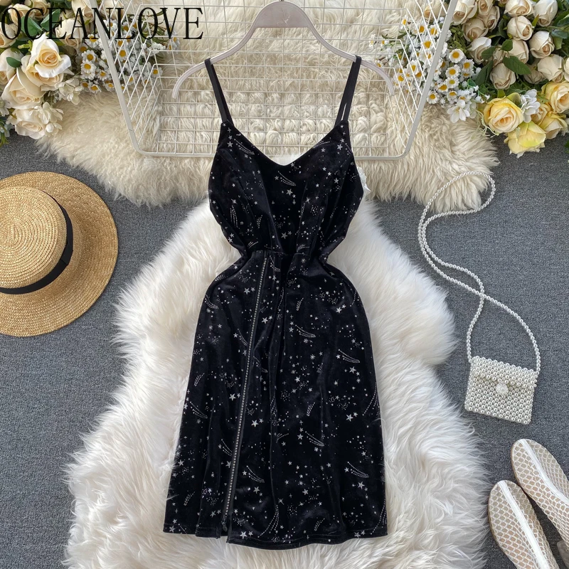 OCEANLOVE бриллиантовое блестящее вечернее платье женские сексуальные Клубные