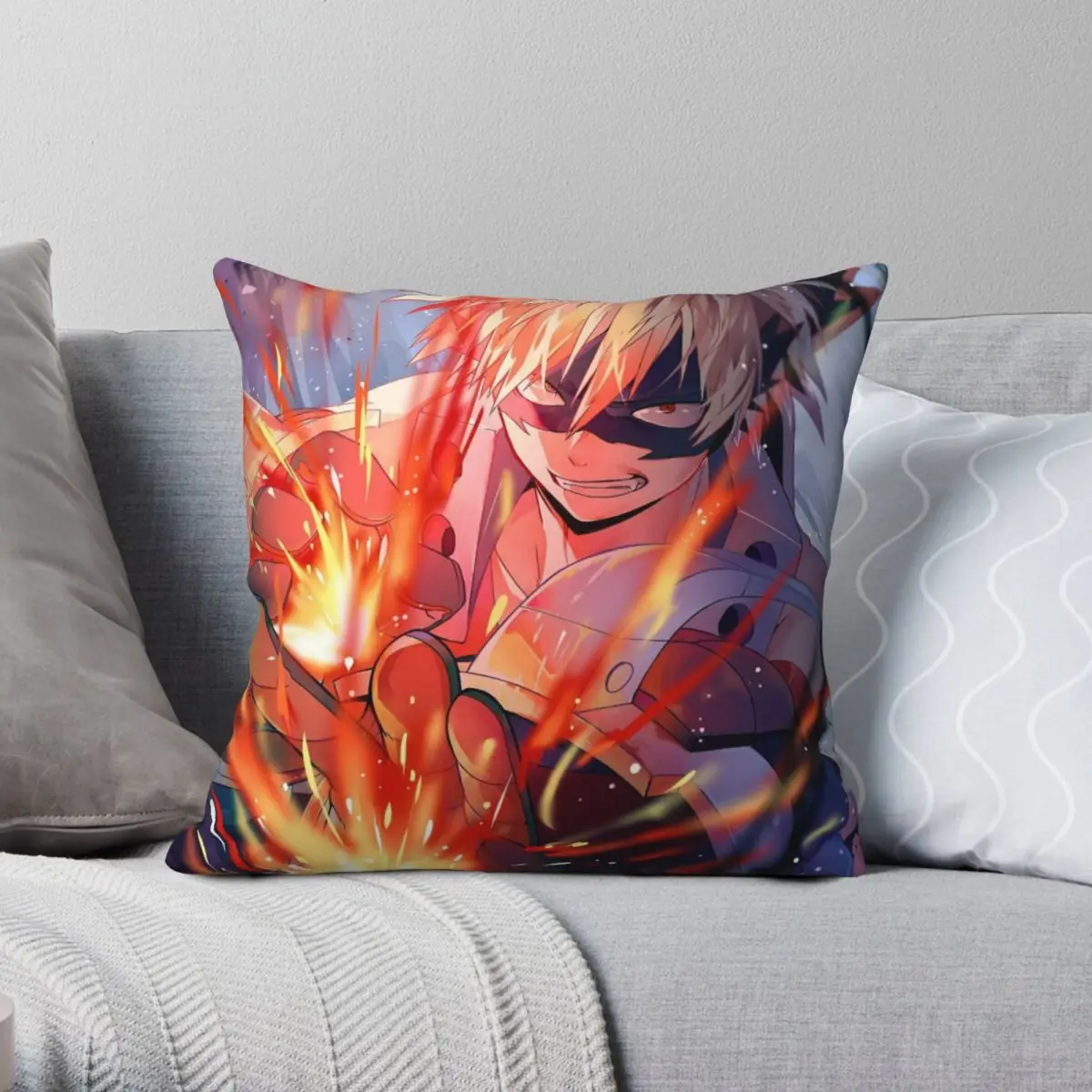 

Квадратная наволочка My Hero Академия Bakugou из полиэстера и льна, бархатная наволочка с принтом на молнии, декоративная Автомобильная наволочка