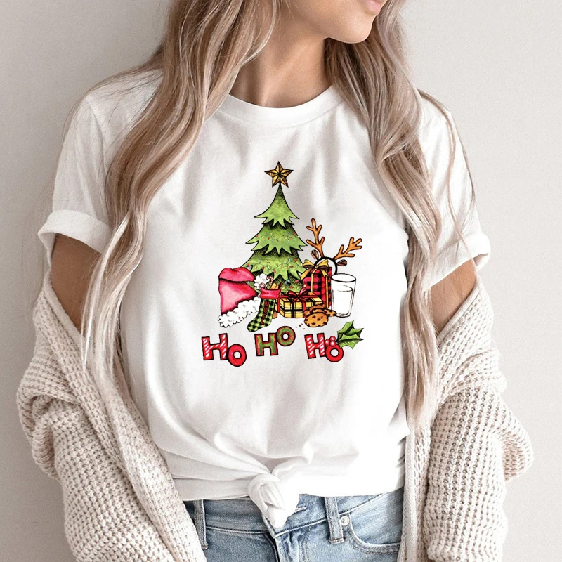 

Christmas Tree T-shirt 2022 Funny Christmas Shirt Vintage Clothes Woman Christmas Gift Casual Fashion Tops 100% Cotton M