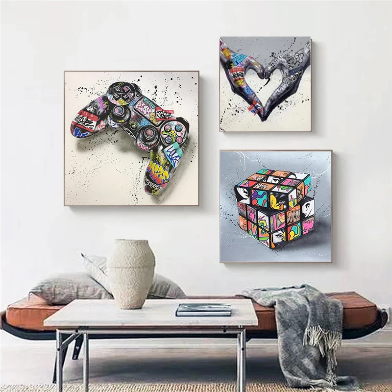 

Graffiti Art Gamepad Canvas Art Painting Abstract Game Handle Posters and Prints Wall Art Pictures for Living Room Decoration