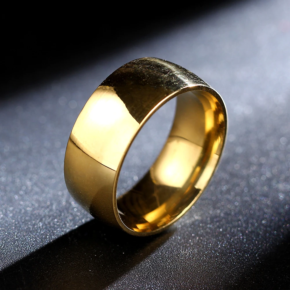 Gold 8mm 4 мм 2 мм золото титановая сталь пара кольцо для мужчин и женщин - Цвет основного камня: Gold 8mm