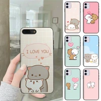 peach mochi cat cartoon phone case fundas shell cover for iphone 6 6s 7 8 plus xr x xs 11 12 13 mini pro max