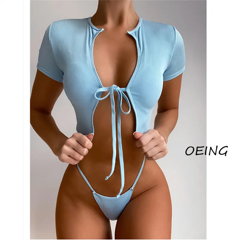 

Thong T Shirt 2 Piece Set Womens 2021 String Sexy Women Bikini Set Swimsuit Women Bathing Suit Women